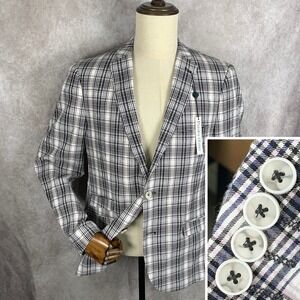 Paisley & Gray Blazer Men 42R Slim Plaid Seersucker Sport Coat Floral Lined NEW